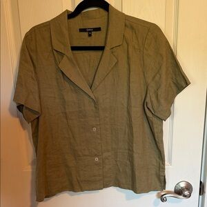 European Linen Button Down Short Sleeve Shirt